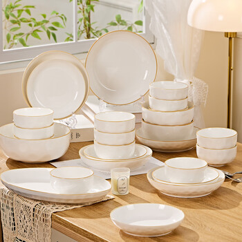Qianye bowl set ceramic dishes and tableware complete set of dishes for home use 2025 new high-looking tableware set 47 pieces 10 people can be put into the dishwasher