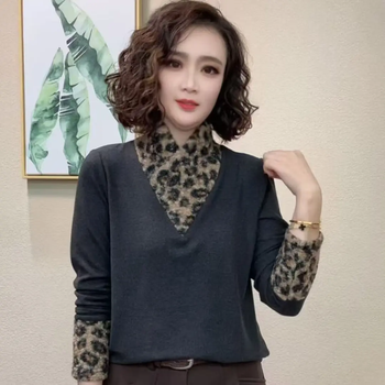 2025 winter long-sleeved women's slim-fit regular style fashionable t-shirt tops dark gray 5xl recommended weight 150-165 catties