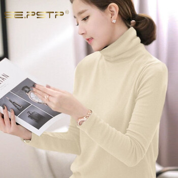 Xia dian suding queen (se.pstp) high collar german velvet autumn and winter bottoming shirt for women plus velvet thickening slim fit korean version warm long-sleeved t-shirt top new style inner wear apricot color this year's popular light luxury brand m 70-90 pounds