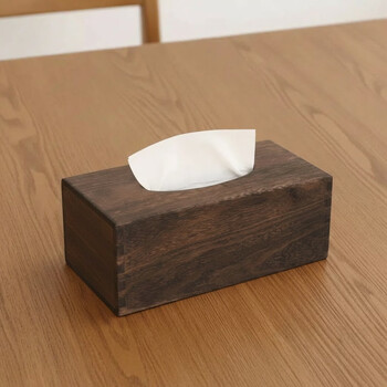 Fantasy south american walnut tissue box solid wood creative magnetic paper box new chinese style living room high-end wooden tissue storage solid wood carbonization/sugar cube style 22x13x9