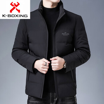 Kbxng jinba 2025 white duck down jacket men's jacket middle-aged and elderly warm winter thickened casual stand-up collar short down 315 black m 170