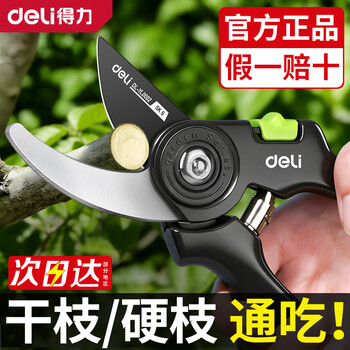 Deli branch shears, pruning shears, fruit branch scissors, garden fruit tree flower scissors, potted green plants, gardening shears, grafting special, can cut 15mm fruit branches, rust-proof teflon