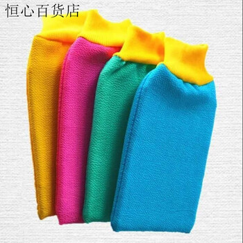 Bathing and scrubbing towel with thick texture and strong mud removal, double-sided thickened adult mud rub artifact bathing gloves for women, 5 double-layered thick texture, random color