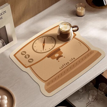Cute placemat, kitchen drain mat, wash basin, water-absorbent diatom mud mat, home non-slip placemat, insulated bar mat, fly coffee life mat, classic 40*50 regular size