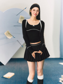 La lune du ciel original design bow round neck slim long-sleeved top bottoming shirt for women off-white s