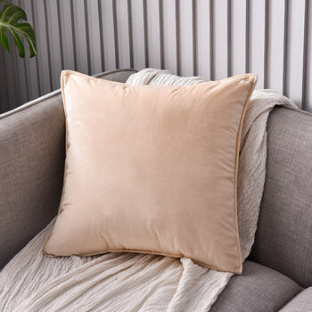 Xinjinngle velvet sofa pillow simple solid color living room cushion bedside backrest nordic square cover without core ivory yellow 40cm*40cm pillowcase (+pillow core)