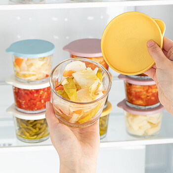 Sungsa japanese pickle sealed jar preservation box food-grade pickle glass refrigerator pickle mustard storage storage jar sealed jar yellow 2 pieces