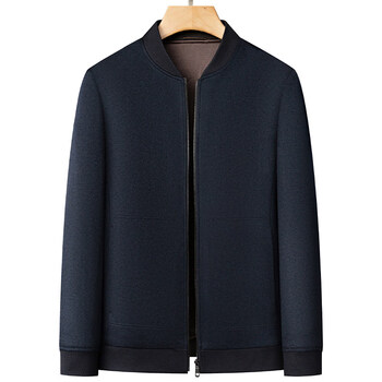 Kbxng jinba wool jacket men's middle-aged business casual autumn and winter new business casual stand collar pure wool navy blue 1 style m 170