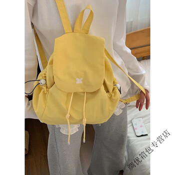 Ye yu canvas mountaineering bag women's trendy college backpack casual backpack single shoulder bucket bag yellow no pendant
