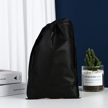 Fantasy non-woven bag bag storage dust bag single and double rope environmental protection logo wholesale drawstring custom drawstring closing thickened black 50 pcs 19x10 single rope