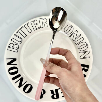 Yusenyi cream pink blue portable take to school and work cutlery box food grade portable cutlery stainless steel cutlery spoon cheese cat one pack