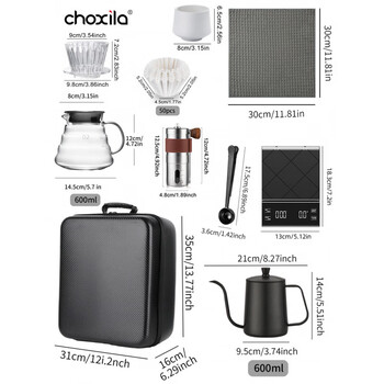 He jiagong hand-brewed coffee pot set cake filter cup suitcase gift box camping travel outdoor coffee equipment suitcase coffee set-10 pieces