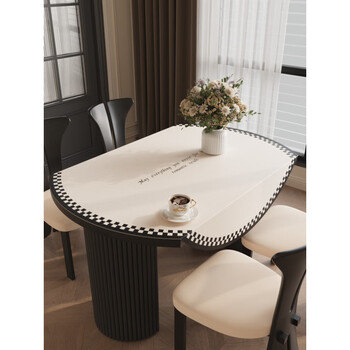 Resistant oval dining table mat with high-end sense 2025 new light luxury table new folding round table waterproof, oil-proof and anti-scalding pvc jianyue-no-wash leather silicone table mat diameter 130cm (round table mat)