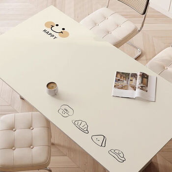 Fantasy m tablecloth 2025 new style high-end style waterproof and oil-proof dining table mat coffee table anti-scalding no-wash desktop protection mat 80x130cm hug bear
