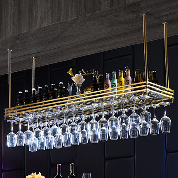 He jiagong red wine glass hanging rack red wine glass rack hanging home wine rack hanging red wine glass goblet hanging rack bar table length 200 width 35cm 18k gold 10 year warranty guarantee for any damage caused