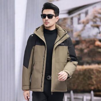 Yaya 2025 winter down jacket men's fashion casual outdoor cold winter wear new windproof short hooded jacket khaki xl 180
