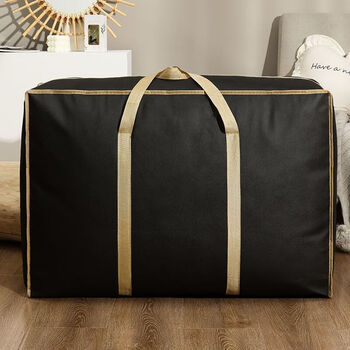 Ye yu portable storage bag luggage travel bag quilt dust bag moving packing bag moisture-proof large capacity thickened and enlarged ribbon edge handle black extra large 2 pack affordable model