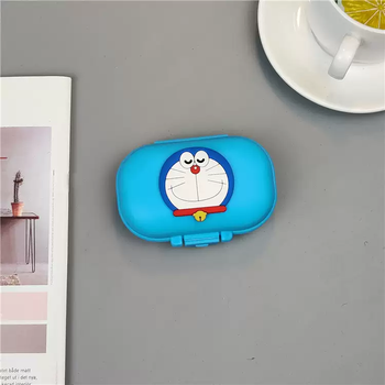 Yusenyi cute cartoon small medicine box packed and sealed portable seven days a week medicinal box mini medicine box storage box doraemon doraemon