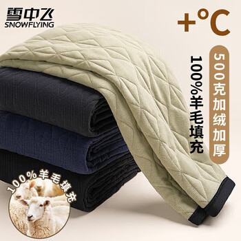 Flying in the snow 100% wool-filled men's warm pants men's thickened autumn and winter inner wear plus velvet leggings new winter products