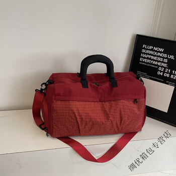 Ye yu's large-capacity lightweight travel bag for women, fashionable portable cross-body sports and fitness bag, short-distance travel storage luggage bag for men, burgundy dry and wet separation丨water-repellent丨can be set with a pull rod