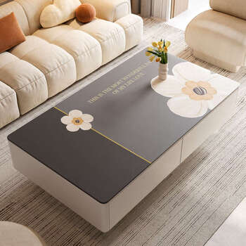 Fantasy coffee table table mat disposable tablecloth mat living room dining table tablecloth gray leather pattern anti-fouling silicone table mat 70x140cm upgraded and thickened to protect the desktop