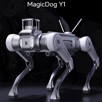 Magic atom magicdog y1 robot dog industrial inspection robot multi-sensor fusion factory fire inspection hazard monitoring data collection accuracy obstacle avoidance quadruped robot intelligent voice dialogue follow patrol home security electronic dog