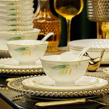 Han yuxin jingdezhen high-temperature ceramic tableware complete set of household chinese-style first-grade bone china bowls and plates set for housewarming and wedding (suitable for small families) 38 pieces | gift box