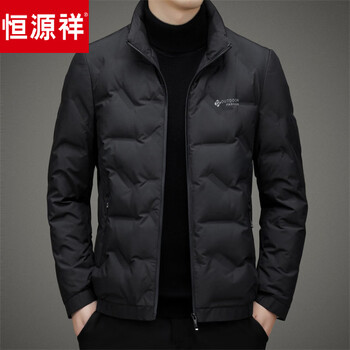 Hengyuanxiang light and thin clothing men's short 2026 new stand-up collar fashion casual warm autumn and winter black trendy jacket men's black m 170