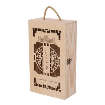 Fantasy red wine box wooden box double red wine box wine wooden box red wine gift box packaging box quality wooden box double pine hollow