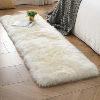 Winter wool carpet edge light luxury wool blanket pad whole sheepskin pad customized simple long hair ivory white australia / 60 180cm