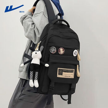 Warrior backpack men's large capacity trendy and fashionable travel commuting backpack women's lightweight and burden-reducing student school bag black
