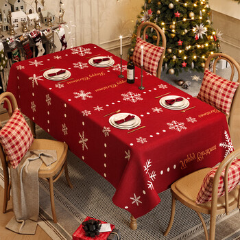 Mppmck christmas tablecloth waterproof and oil-proof no-wash tablecloth 2025 new new year atmosphere red plaid coffee table tablecloth winter letter upgraded pvc waterproof and oil-proof no-wash 90*150cm