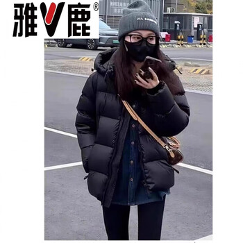 Yalu 2026 new black gold down jacket women's high-end hooded loose northeast thickened couple short white duck down jacket winter s (80-110 catties can be worn)
