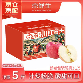 Jingxiansheng shaanxi luochuan apple red fuji net weight 5kg single fruit 200g+ fresh fruit