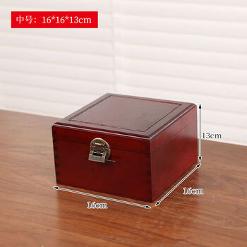 Chanting wood dowry box flat calligraphy and painting collection box wedding box wedding box storage box storage box camphor wood red cloth lining square medium size 16x16x13c