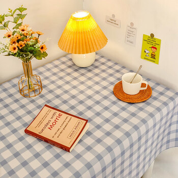 See (musong) desk tablecloth velvet student dormitory bedside table coffee table cover internet celebrity photo background picnic cloth ins style ins blue gray grid 40x60