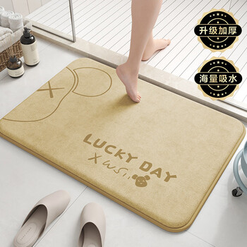 Fantasy bathroom absorbent floor mat new bathroom foot mat anti-slip entrance door mat thickened dirty-resistant disposable mat half face bear blue 5th generation ultra thick super absorbent 60x90cm upgraded thickening about 16mm丨soft q-elastic