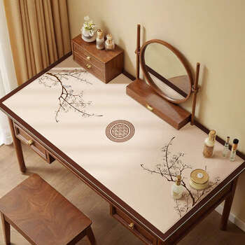 Yusen yifeng dressing table tablecloth waterproof and oil-proof tablecloth manicure desk mat light spring flower leather table mat 70x130cm