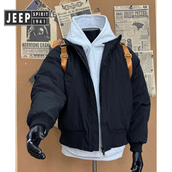Jeep spirit navy blue light duck down jacket men's winter american cold warm stand collar work jacket black xl 130 to 145 pounds can be worn