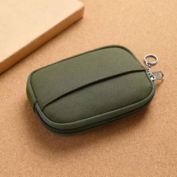 Yunluo new simple coin purse card holder short personalized youth multi-function canvas mini key bag small purse oxford cloth green high-strength oxford cloth-thickened/tear-resistant-moldproof and water-repellent