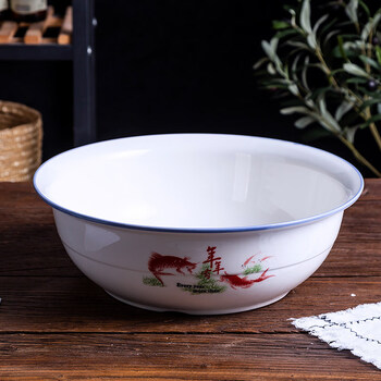 Shantou lincunhe basin, blue and white porcelain kneading basin, old-fashioned ceramic basin, large thickened hair basin, home kitchen sink, 30 white basins, one pack