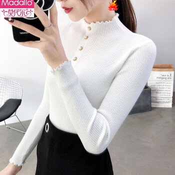 Modal half turtleneck long-sleeved knitted bottoming shirt for women autumn and winter new 2026 slim knitted sweater pullover style top 801 white m recommended for 100-120 pounds