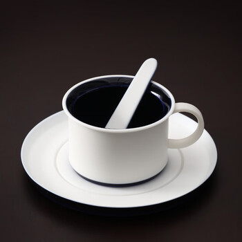 Mppmck mutton-fat jade porcelain coffee cup and saucer set white porcelain exquisite design ceramic hanging ear latte cup italian niche afternoon mutton-fat jade coffee cup-plain blue 150ml