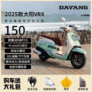 Dayang (dayang) vrx150 core dynamic edition retro two-wheel home scooter gasoline hybrid powered by national iv electronic injection can be licensed avocado green core dynamic version comes with a free tail box shelf + front shelves gift package