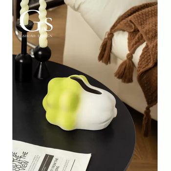 Yusenyi high-quality spring tissue box ceramic paper living room box with cabbage desktop storage creative coffee table high-quality cabbage tissue box comes with elasticizer and plastic bottom tray