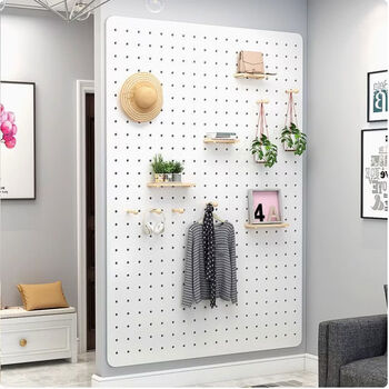 Solid wood perforated board custom display rack wooden desktop wall desk storage wall entry door porch storage rack bunny customization contact customer service
