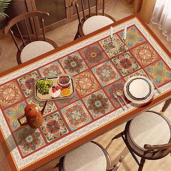 Jun yuexi american retro living room coffee table tablecloth high-end dining table mat waterproof, oil-proof, anti-scalding, wash-free pvc leather tabletop dunhuang pipa 85cmx160cm
