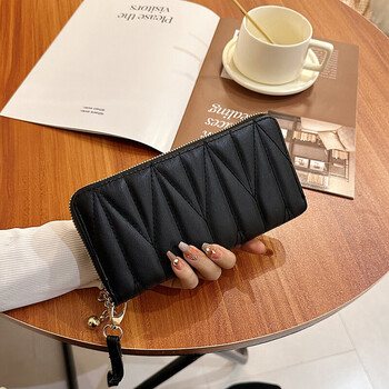 Other/other tweed style wallet women's long style 2025 new european and american fashion trends large capacity women's zipper clutch black w pattern