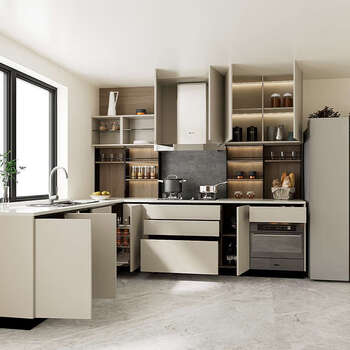 Yusenyi home economical kitchen cabinets kitchen integrated cabinets quartz stone countertop cabinets prepaid cabinet customization and free sink faucet