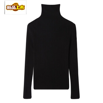 Early diameter high collar slim slim woolen sweater spring and autumn new style western feminine style inner sweater women's bottoming shirt black m